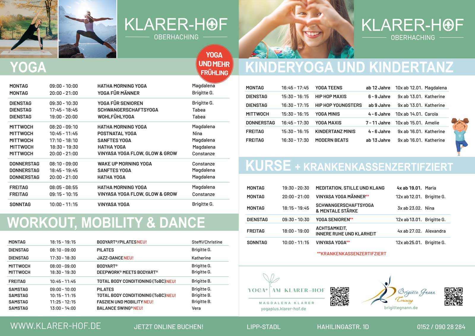 Programm Frühjahr 2026 | YOGA+ Klarer-Hof