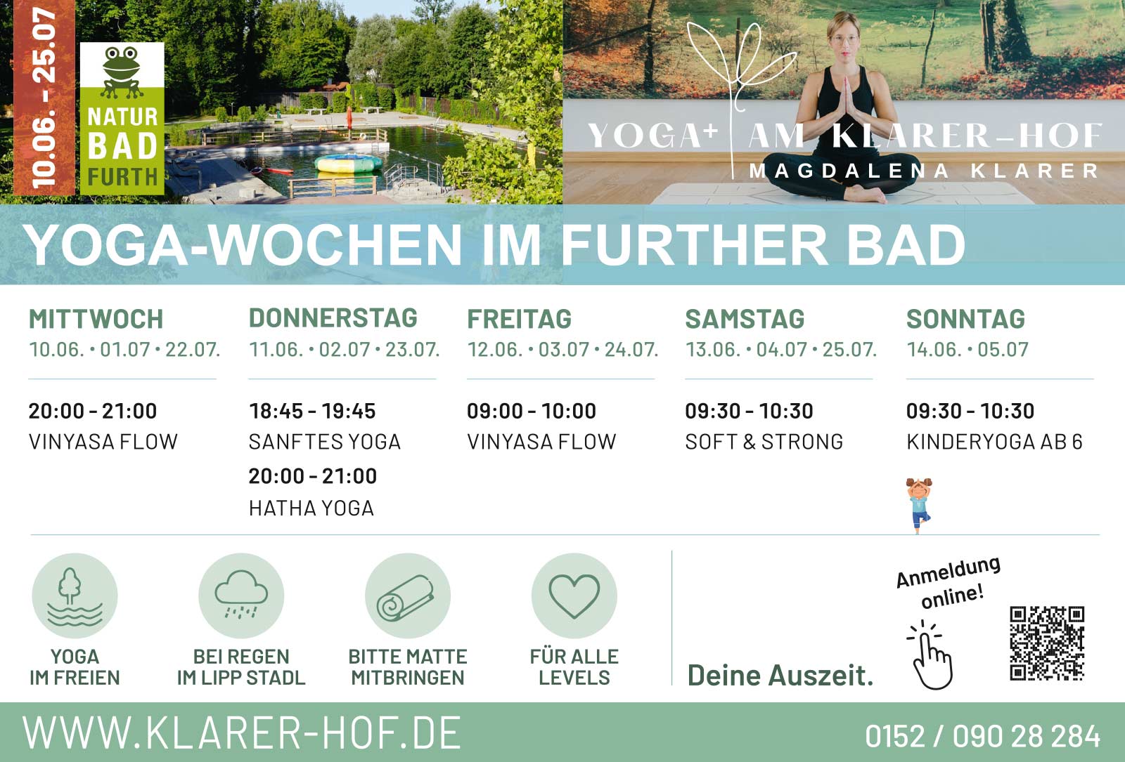 Yoga-Wochen im Further Bad von und mit Yoga+ am Klarer-Hof